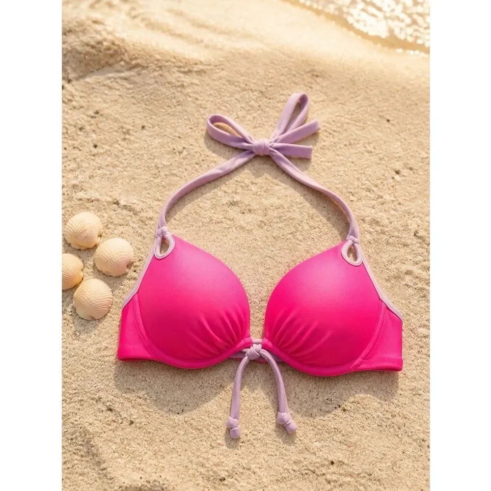 HOT PINK & PURPLE TRIM VS SWIM TOP 34B